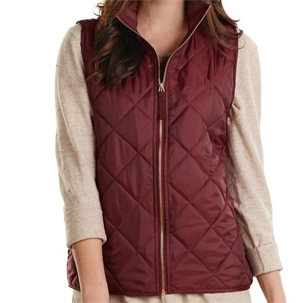 Mud Pie Spencer Quilted Vest Burgandy Small